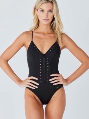 GIGI C Black Eyelet One-Piece Swimsuit